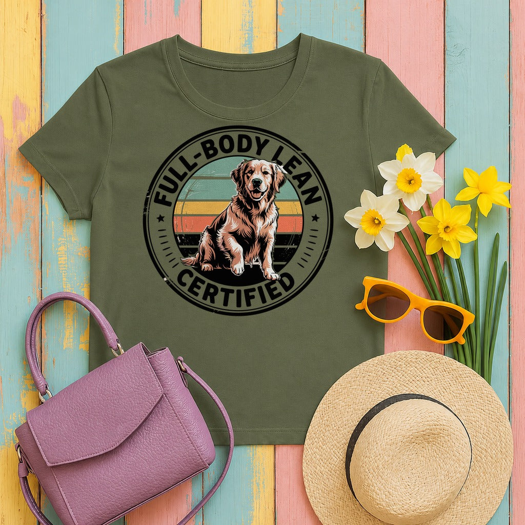 Full Body Lean Certified Golden Retriever T-Shirt in Military Green
