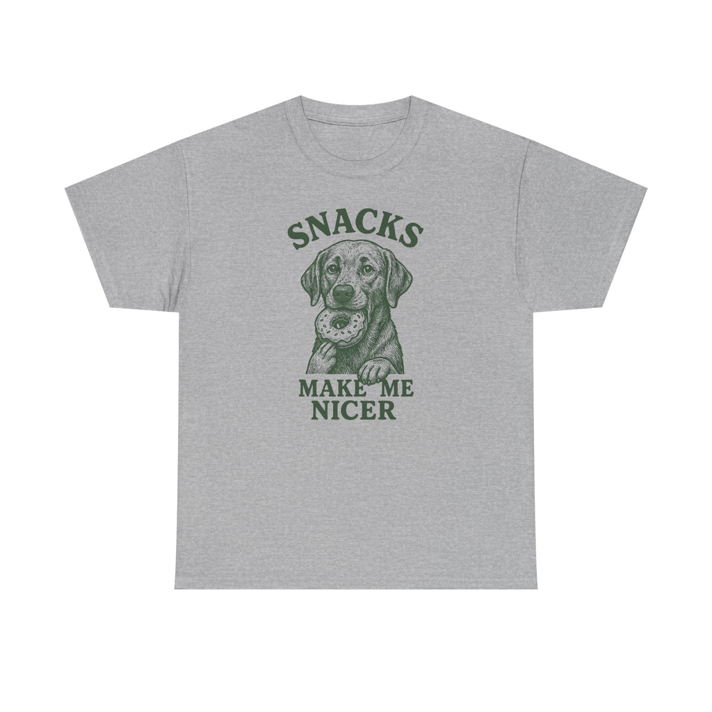 Snacks Make Me Nicer Labrador With Donut Graphic Novelty T-Shirt