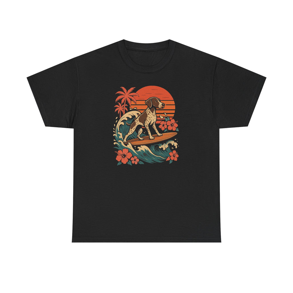 Surfing German Shorthaired Pointer On Waves T-Shirt