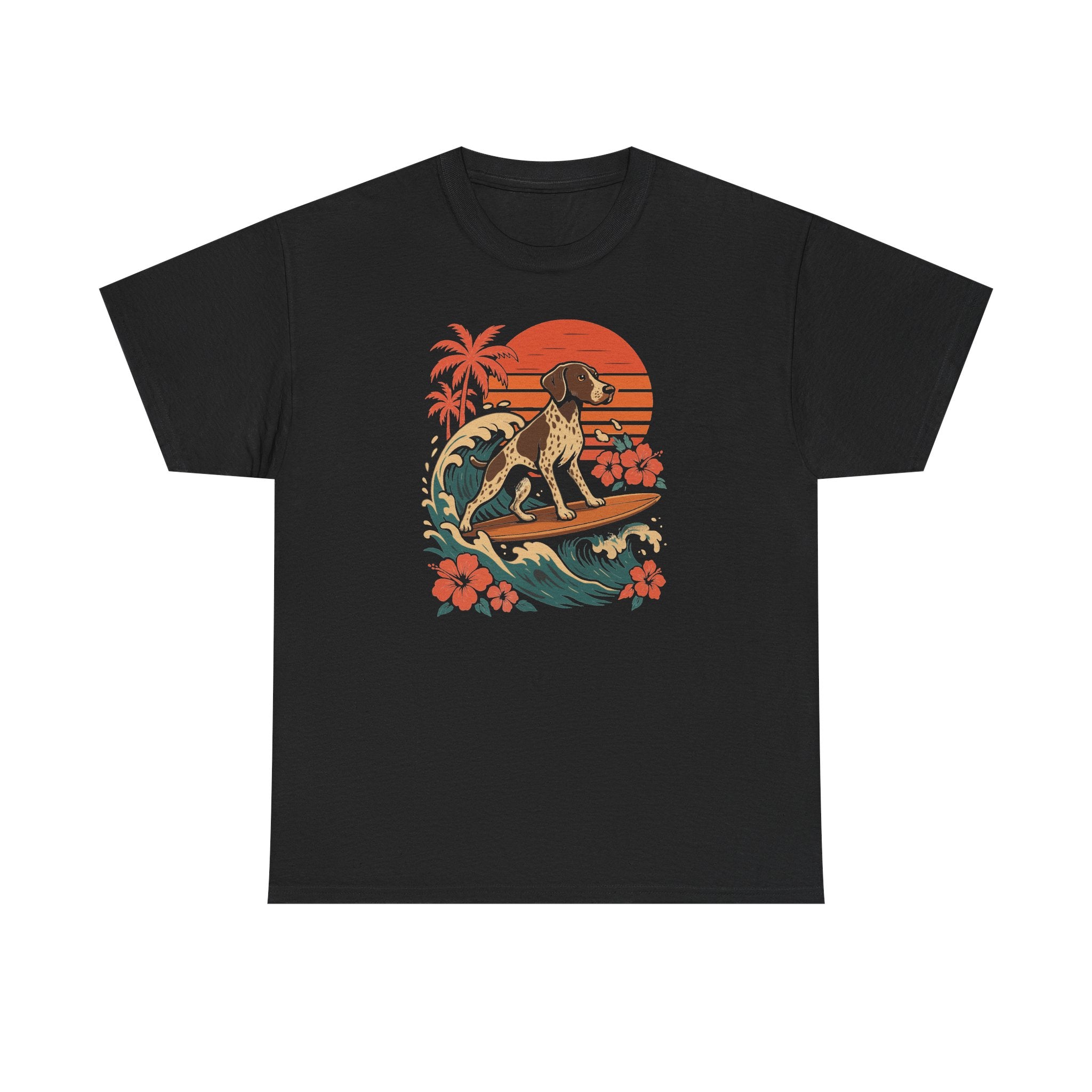 Surfing German Shorthaired Pointer On Waves T-Shirt