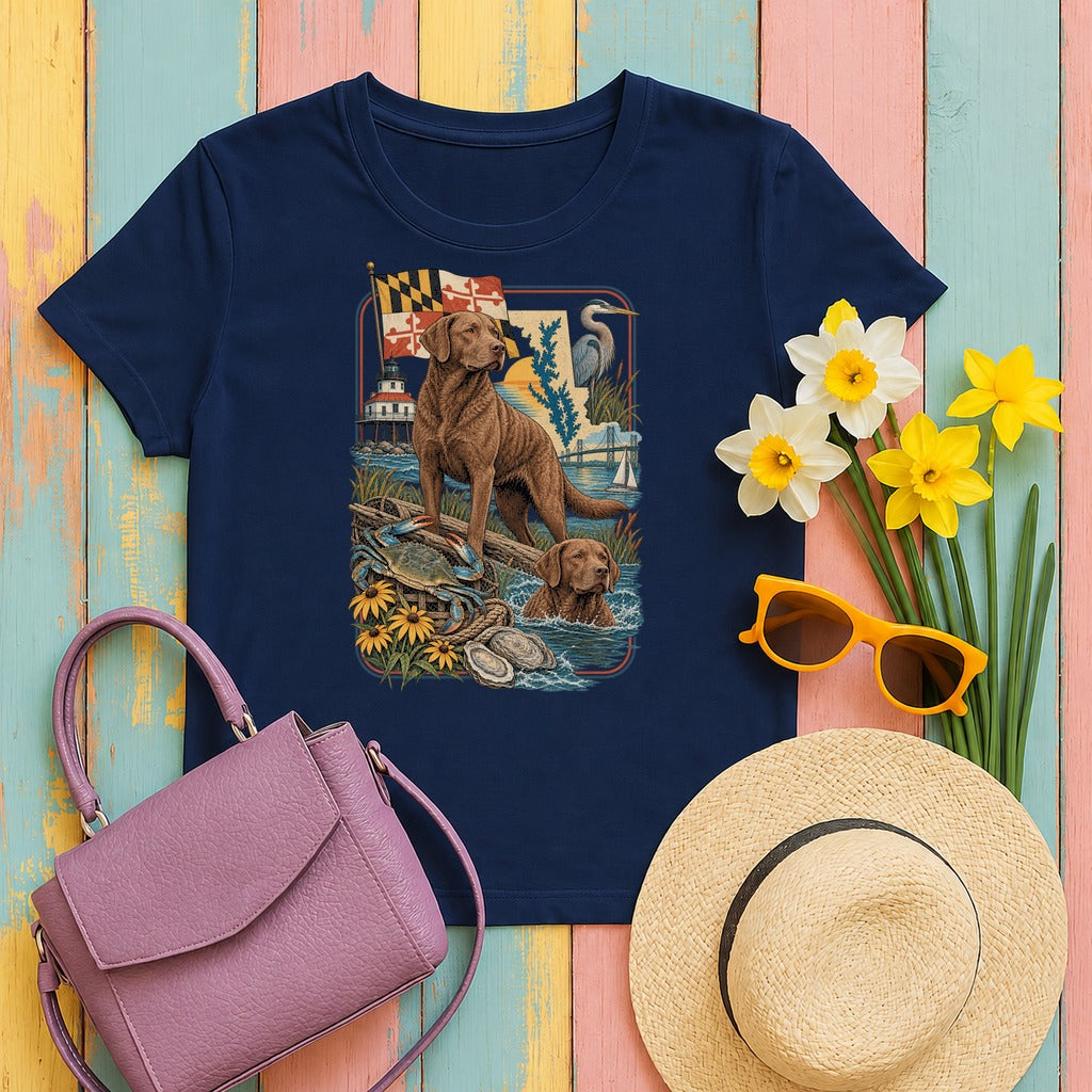 Chesapeake Bay Retriever Maryland Heritage tee, Navy