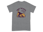 Gray t-shirt with a dog sniffing the ground and the text "TRUST THE NOSE".
