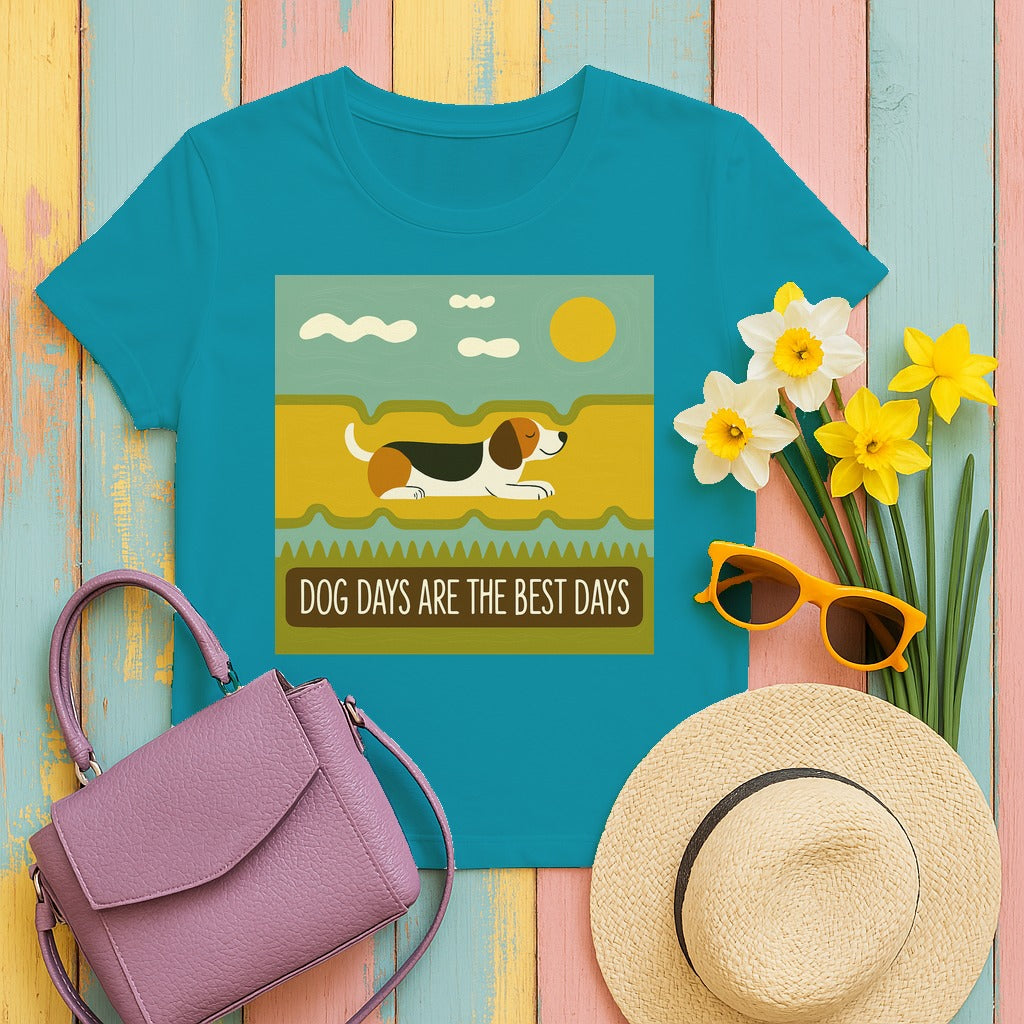 Dog Days Relaxing Beagle T-Shirt in Tropical Blue
