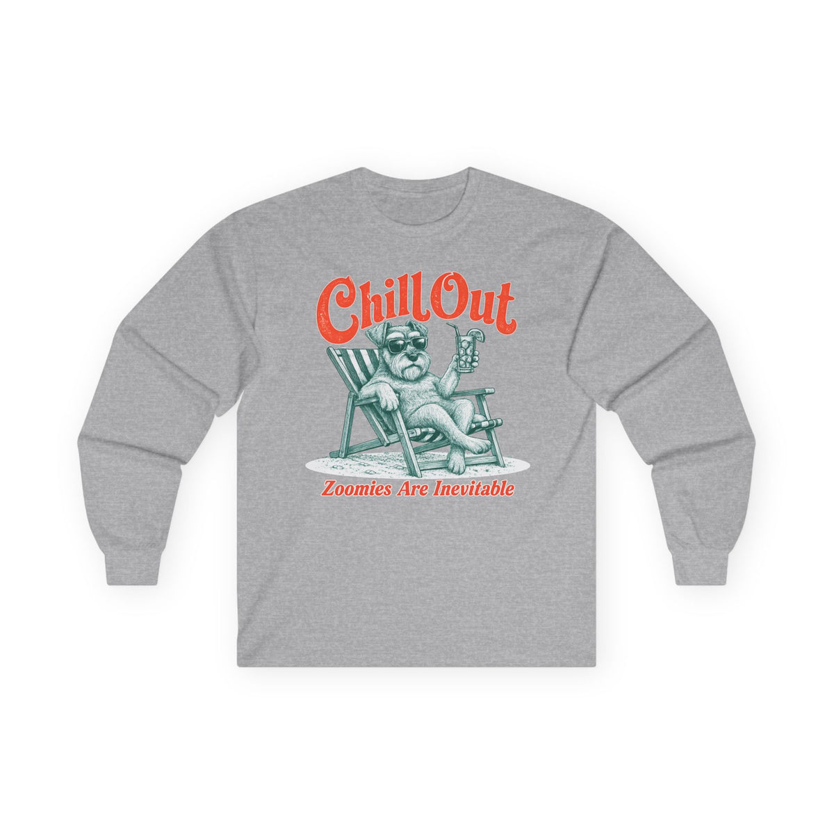 Chill Out Schnauzer Retreat Long Sleeve Tee in Sport Grey