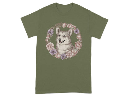 Floral Wreath Dog Illustration Graphic T-Shirt product type