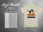 Gildan 5000 size chart with width and length measurements for t-shirts.