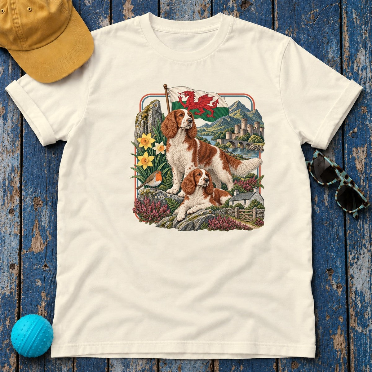 Welsh Springer Spaniel Wales Heritage T-Shirt in Natural