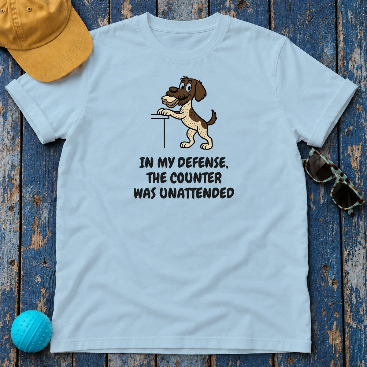 German Wirehaired Pointer Counter Was Unattended Tee in Light Blue