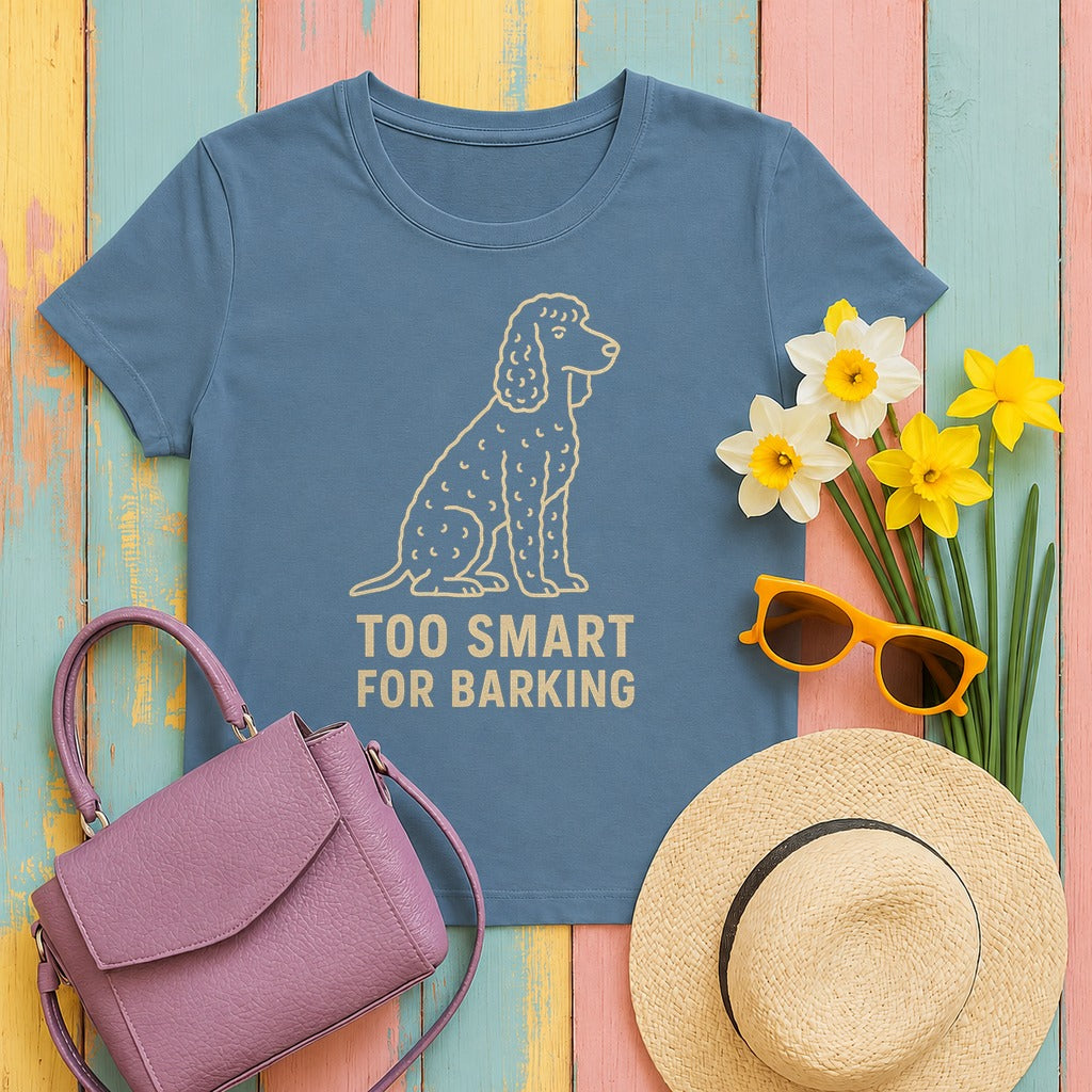Irish Water Spaniel Too Smart For Barking Tee in Steel Blue