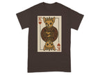 King of hearts playing card with chihuahua dogs on a brown t-shirt.