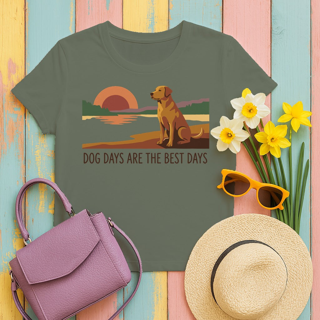 Dog Days Yellow Lab T-Shirt in Moss