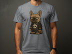Grumpy Bulldog in Skull Shirt Cartoon Graphic Tee product