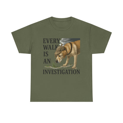 Yellow Lab Every Walk is an Investigation Tee Military Green T-Shirt