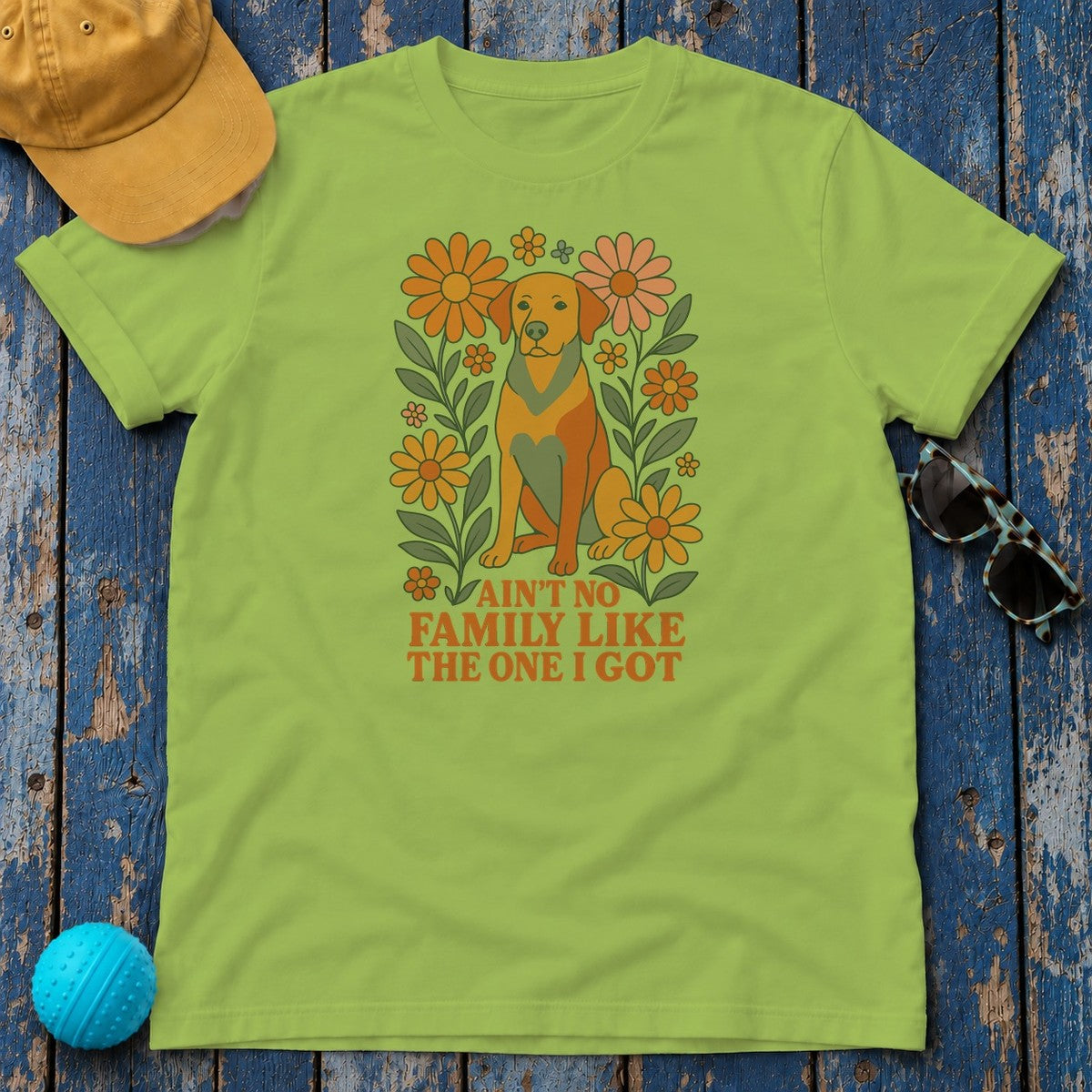 Ain't No Family Like The One I Got Vizsla Flowers T-Shirt in Kiwi