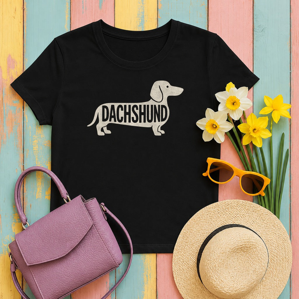 Dachshund Silhouette T-Shirt in Black