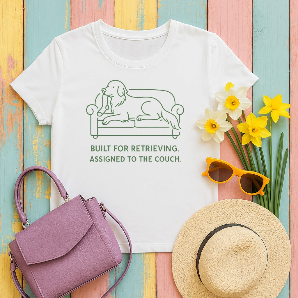 Golden Retriever Built For Retrieving Tee in White