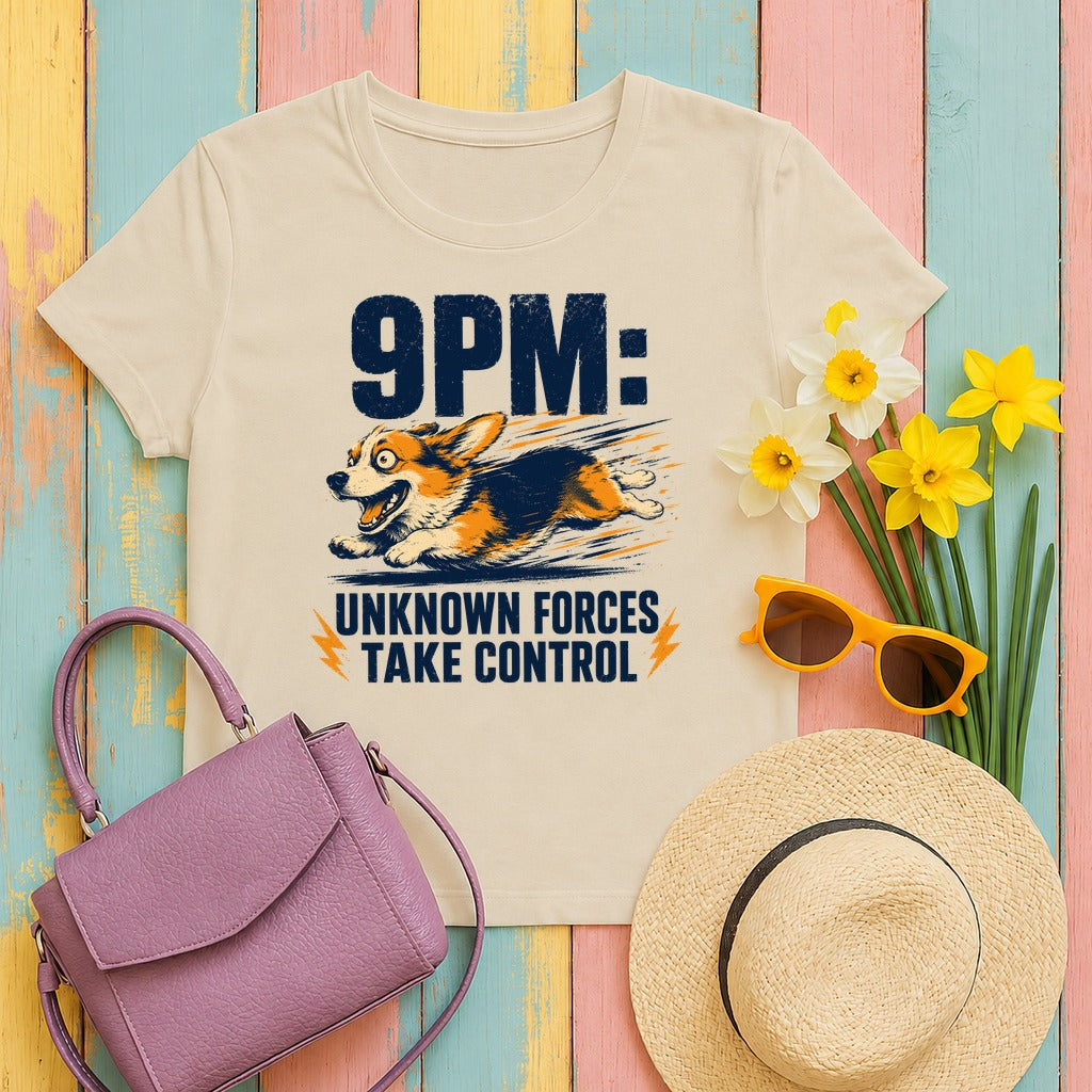 9PM Corgi Zoomies  T-Shirt in Sand