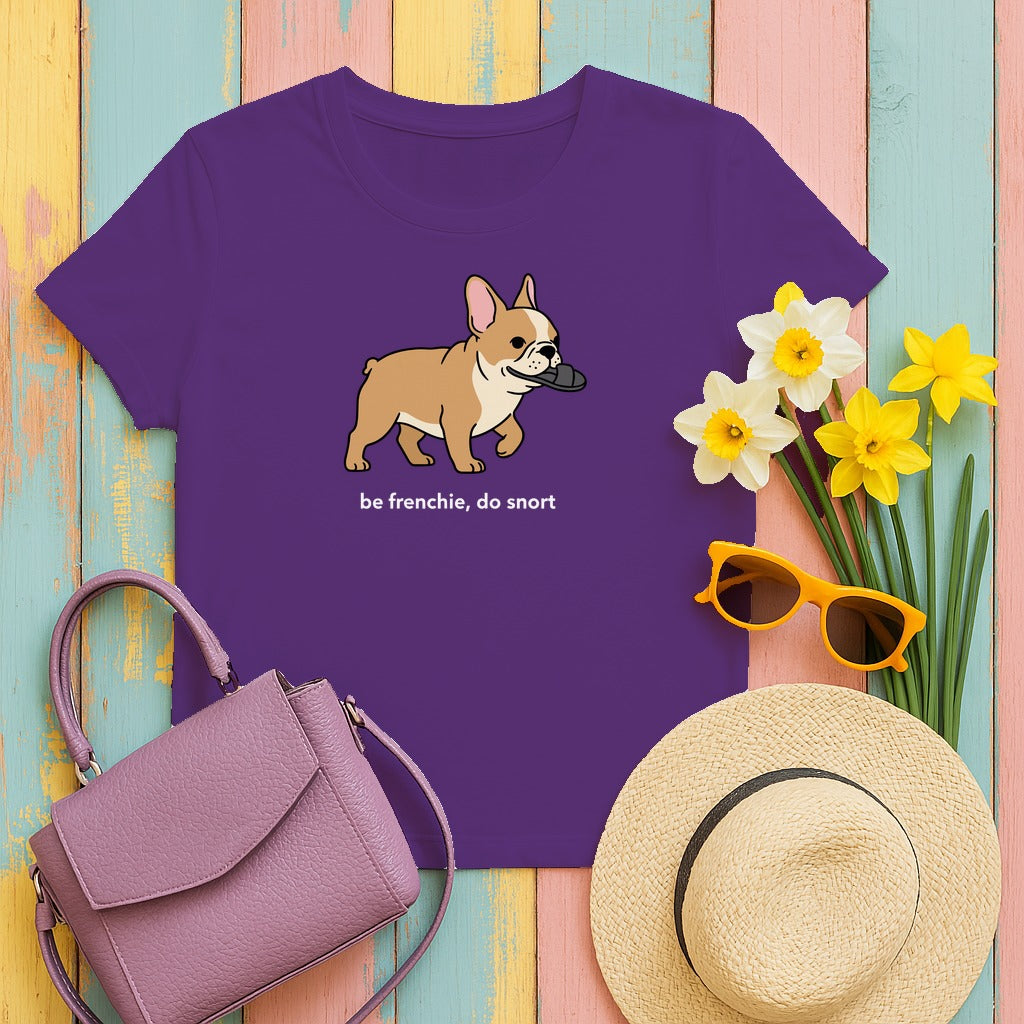 French Bulldog Frenchie Snort T-Shirt in Purple