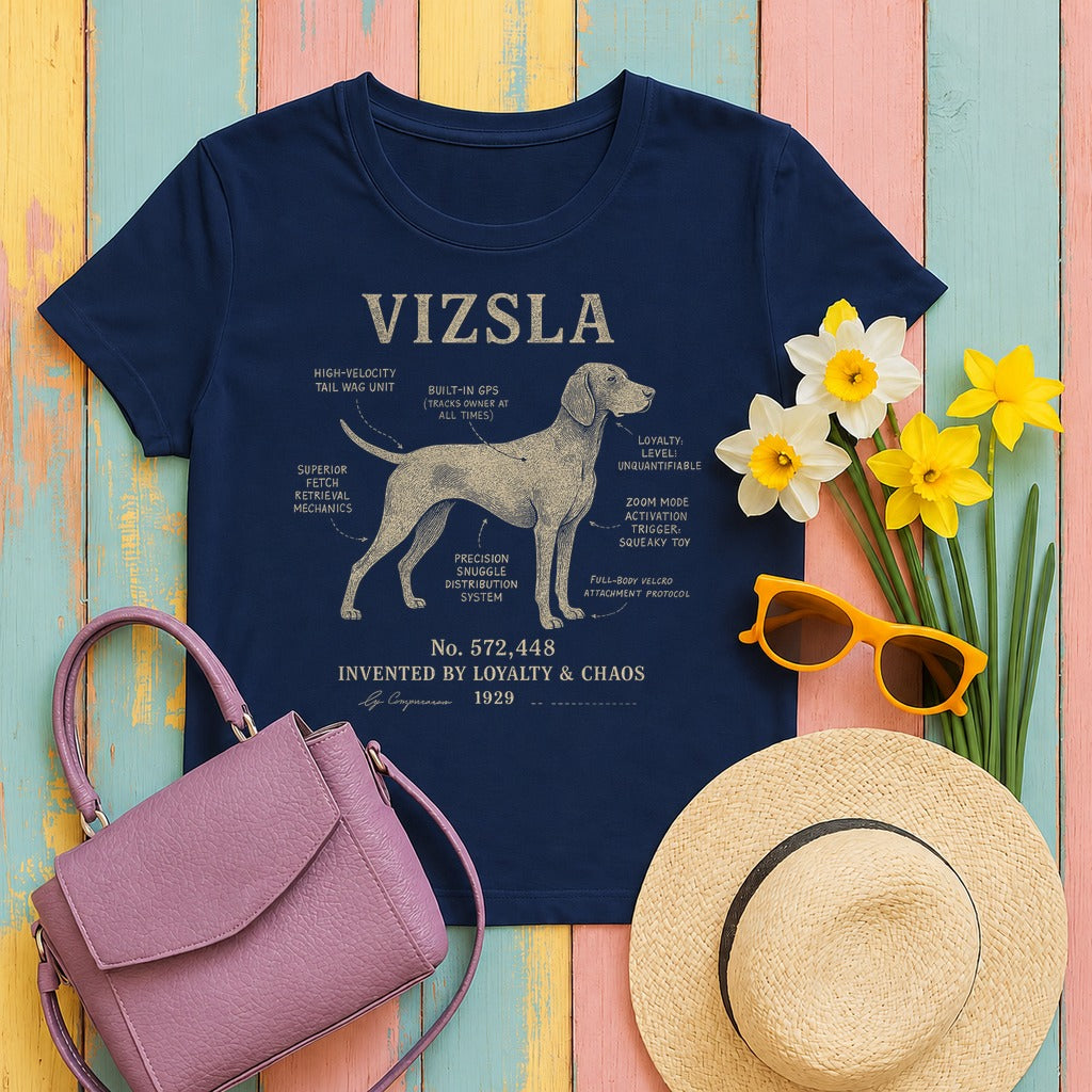Vizsla Patent Blueprint Premium T-shirt in Navy