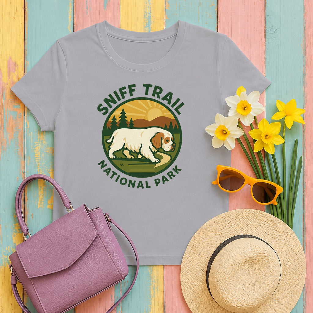 Clumber Sniff Trail National Park Tee in Athletic Heather