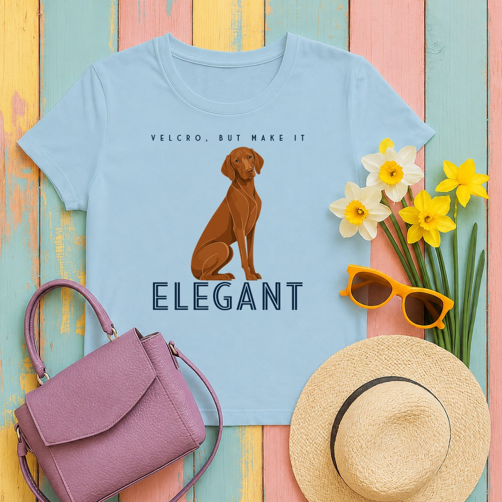 Velcro, But Elegant Vizsla T-shirt in Light Blue