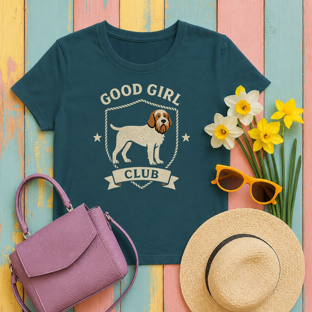 Spinone Italiano Good Girl Club Tee in Heather Deep Teal