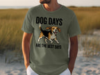 Olive t-shirt with "DOG DAYS ARE THE BEST DAYS" and a beagle graphic.