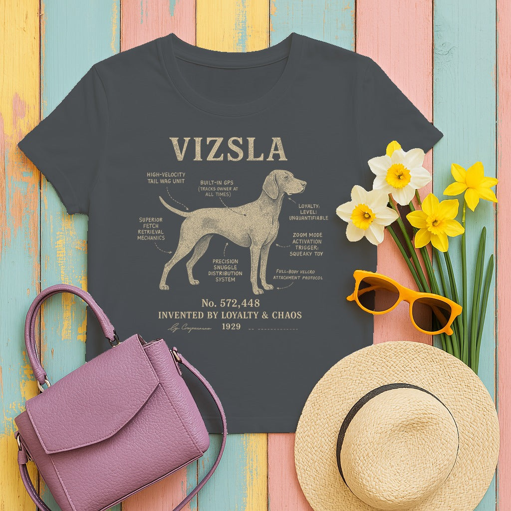 Vizsla Patent Blueprint Premium T-shirt in Charcoal