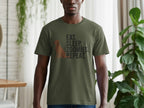 Olive green t-shirt with brown dog and "EAT. SLEEP. ZOOMIES. REPEAT." text.