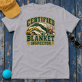 Certified Blanket Inspector Dachshund T-Shirt in Athletic Heather - flat lay