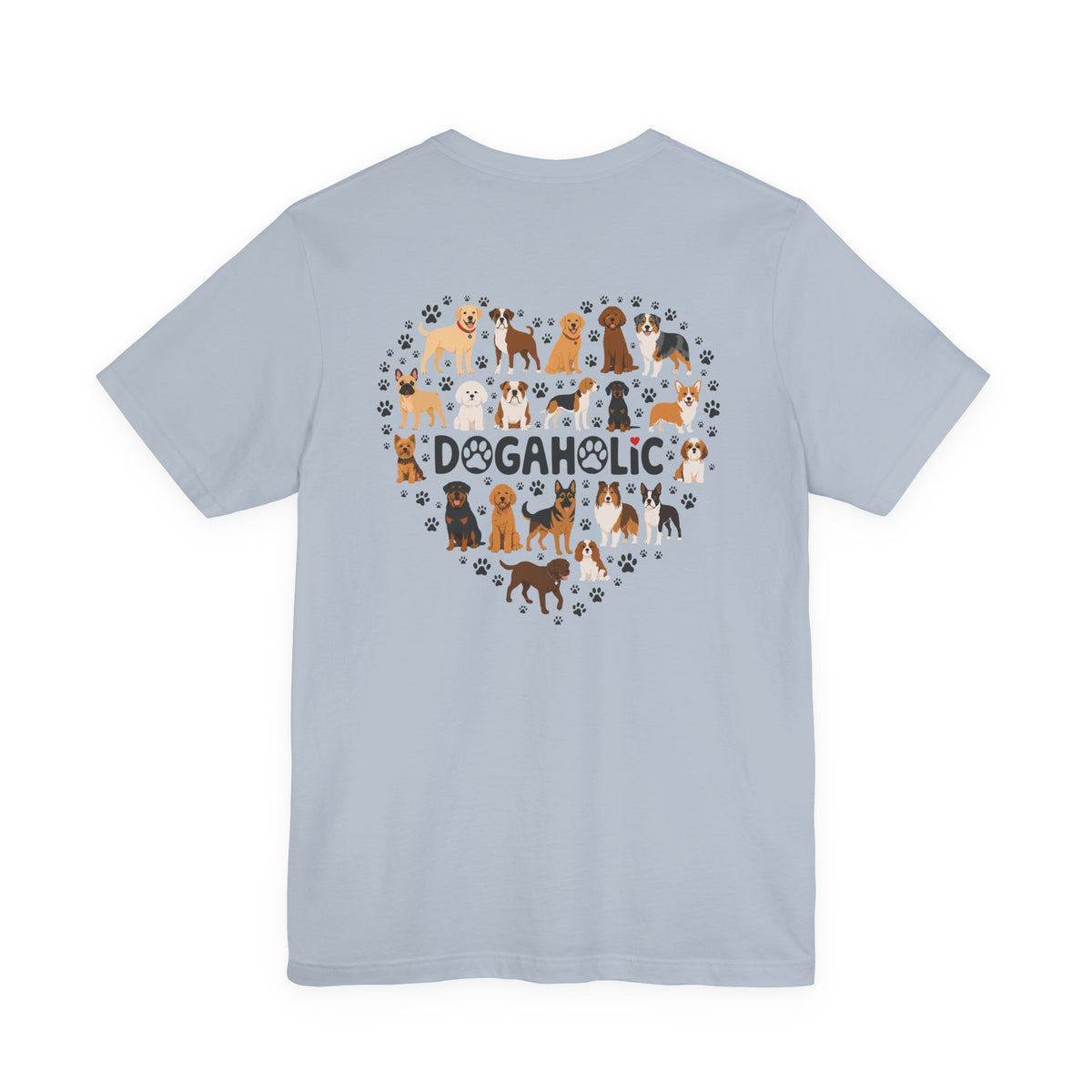 Dogaholic Heart of Paws Back Print Tee in Light Blue, back