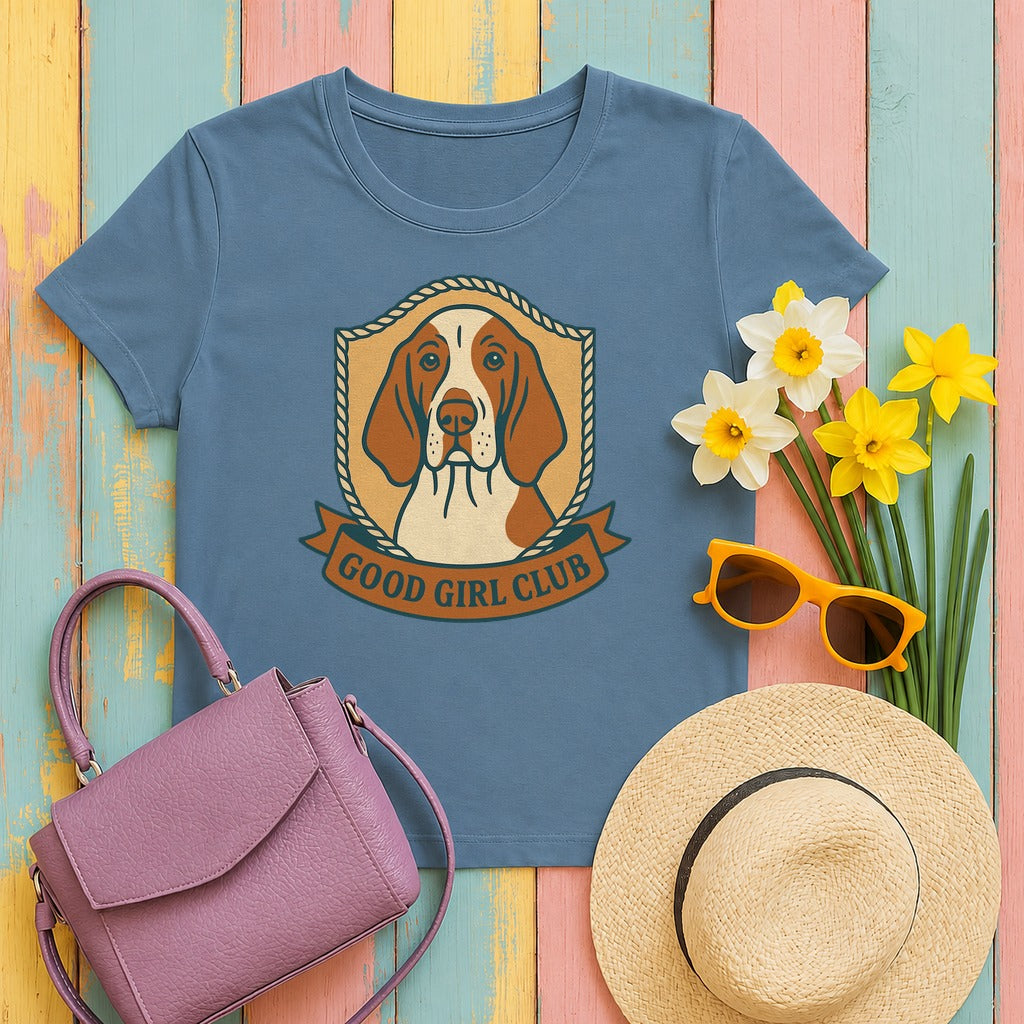 Bracco Italiano Good Girl Club Tee in Steel Blue