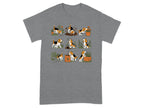 Beagle dogs digging in dirt and playing with plants in a garden scene.