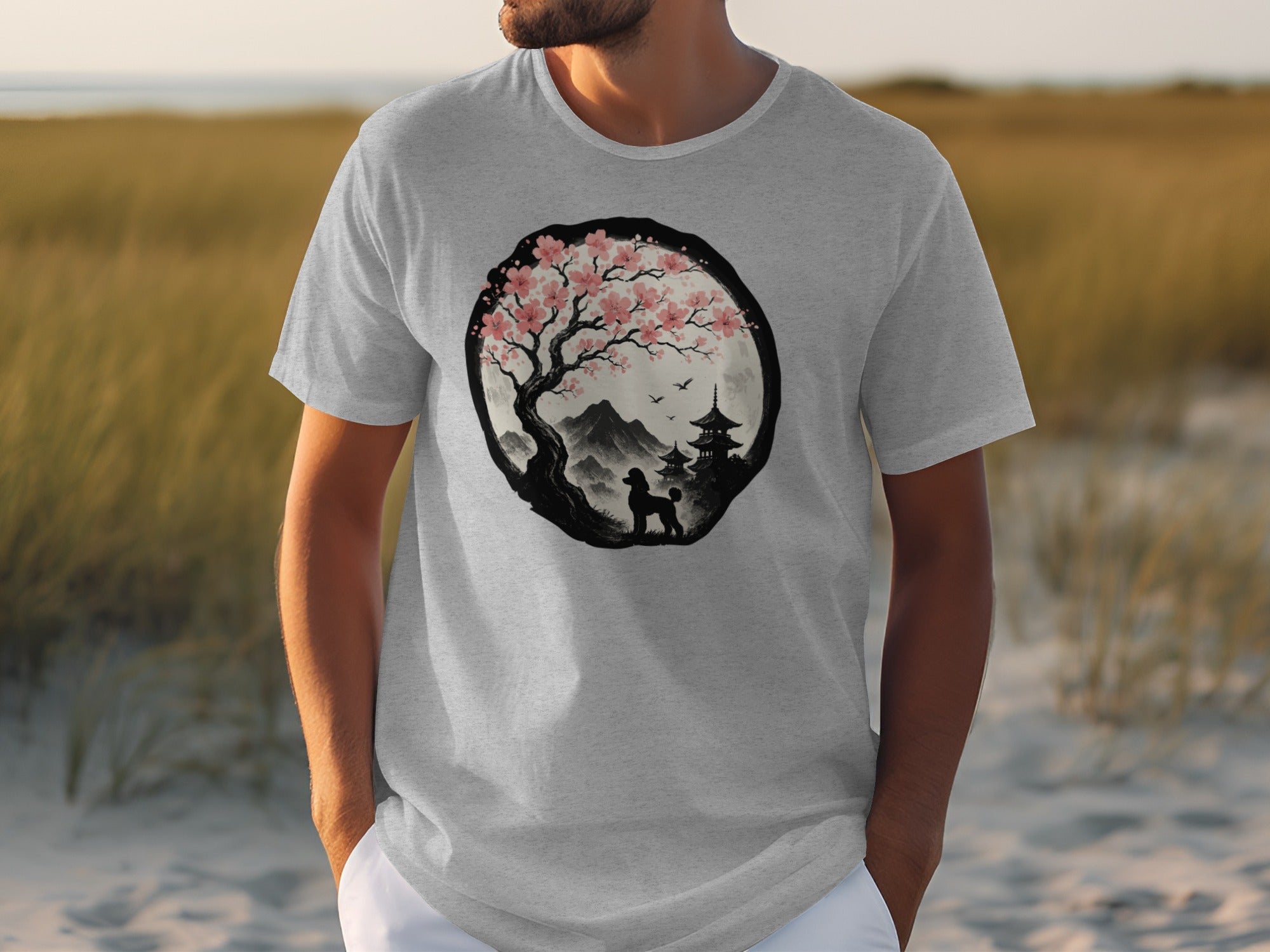 Scenic Cherry Blossom Landscape Graphic Shirt