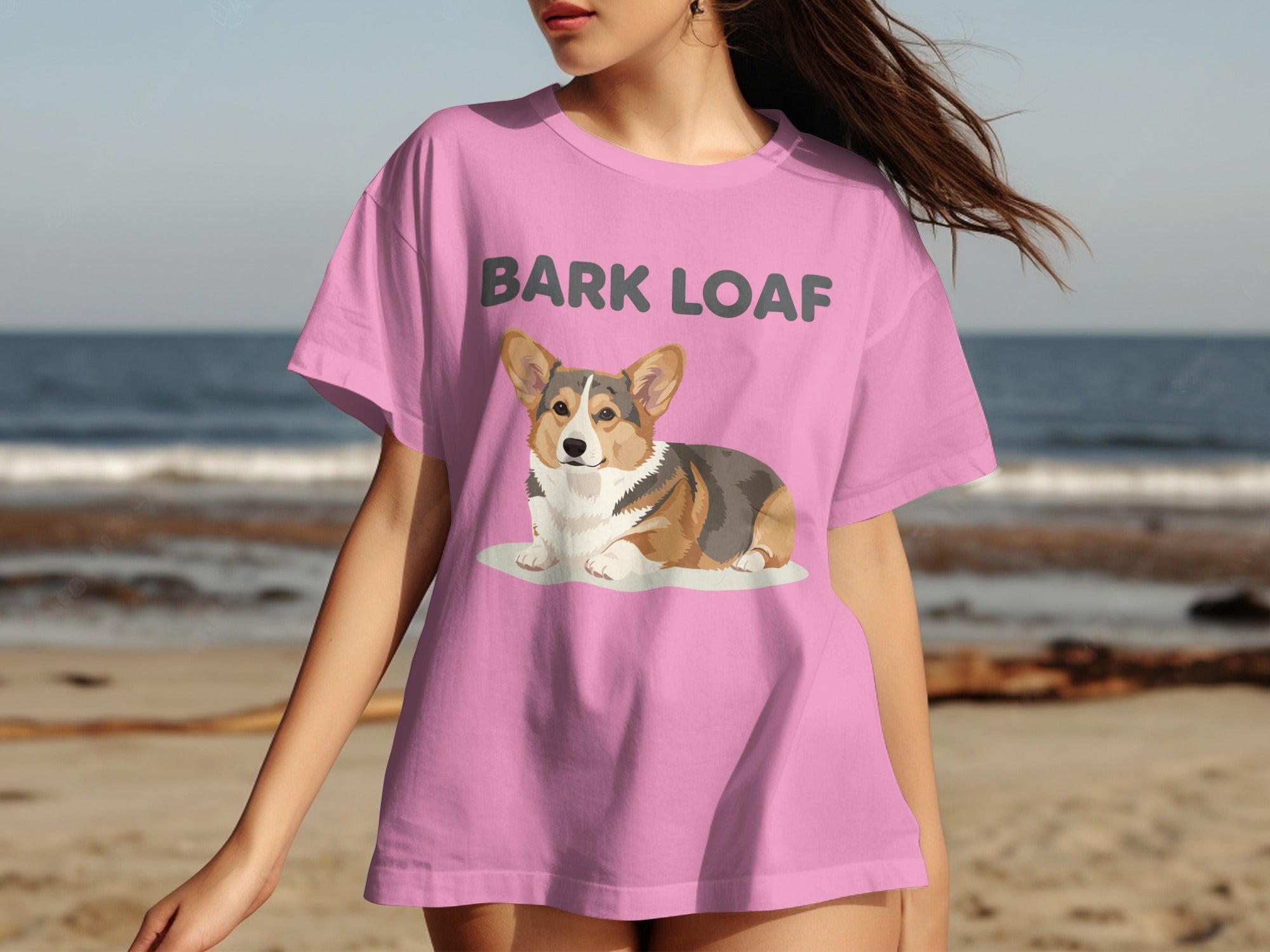 Adorable Corgi Design Bark Loaf Graphic T-shirt