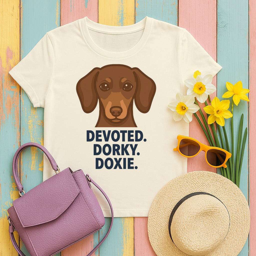 Devoted Dorky Doxie Graphic T-Shirt in Natural