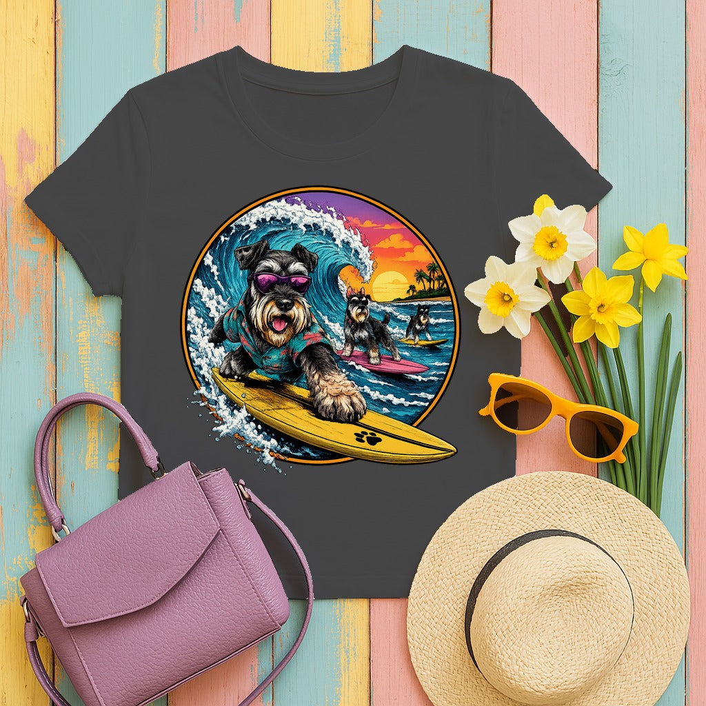 Coastal Schnauzer Surf Team T-Shirt in Dark Heather
