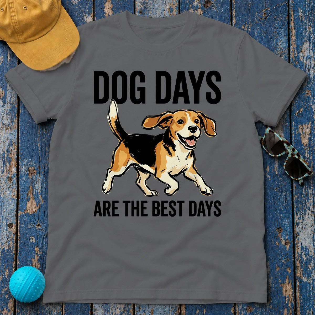 Joyful Beagle 'Dog Days' T-Shirt in Graphite Heather