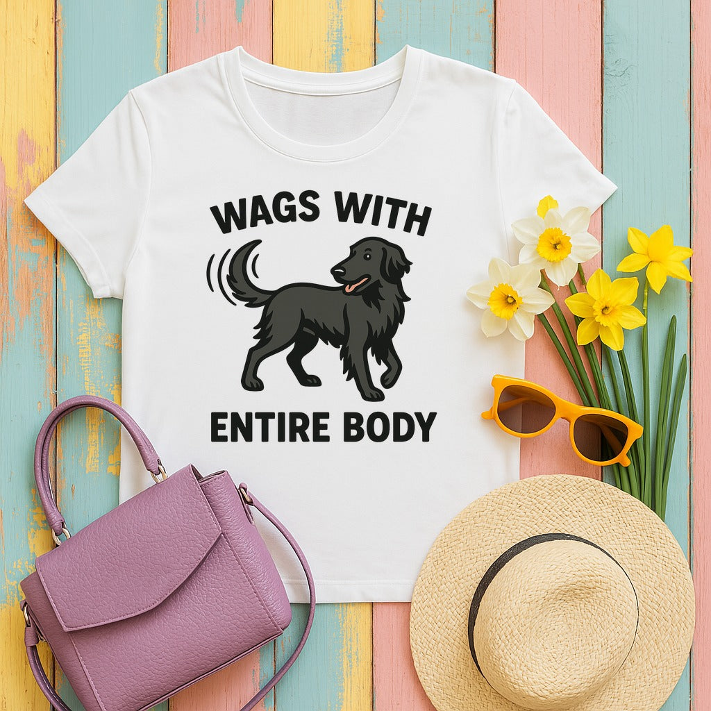 Flat-Coat Wags With Entire Body Tee in White