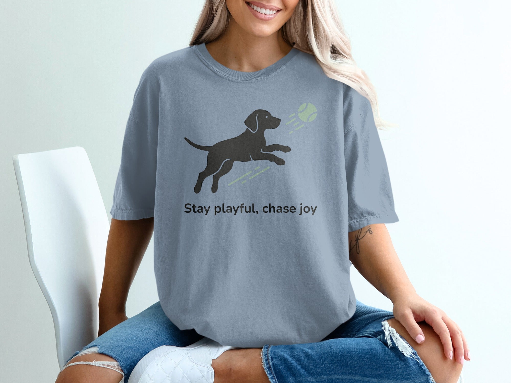 Stay Playful Chase Joy Graphic Dog Tee Shirt