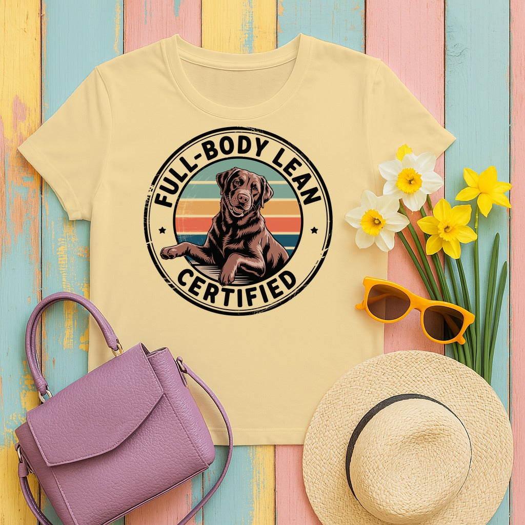 Full Body Lean Certified Chocolate Labrador Retriever T-Shirt in Yellow Haze