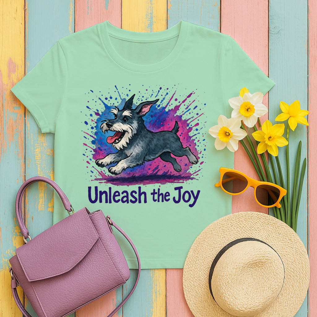 Unleash the Joy Schnauzer Art T-Shirt in Mint Green