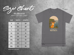Gildan 5000 t-shirt size chart with width and length measurements in inches.
