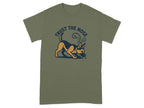 Green t-shirt with a German Shepherd illustration and "Trust The Nose" text.