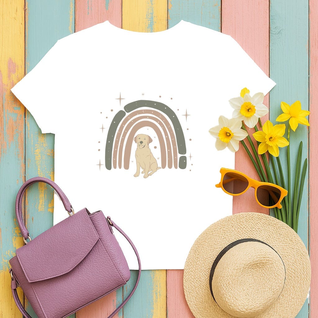 Playful Rainbow and Puppy Design Women's T-Shirt product type