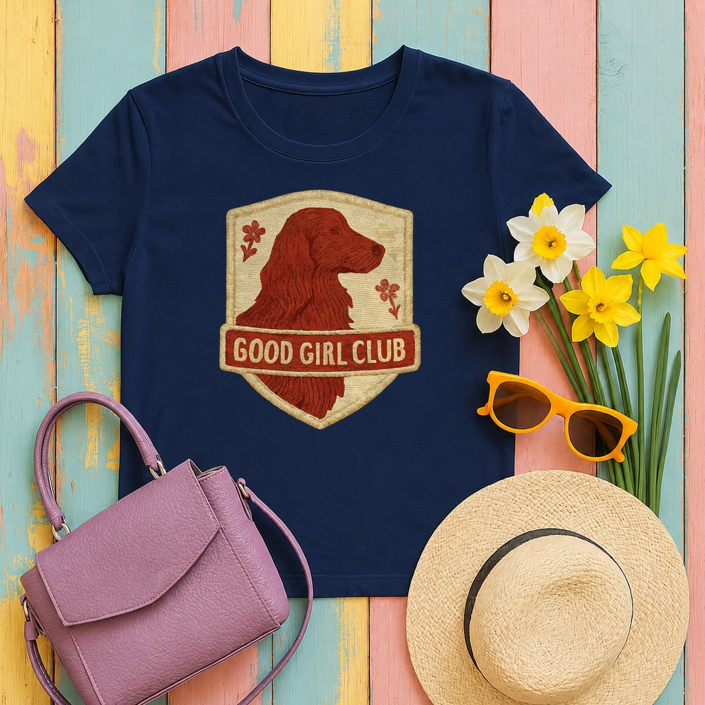 Irish Setter Good Girl Club T-shirt in Navy