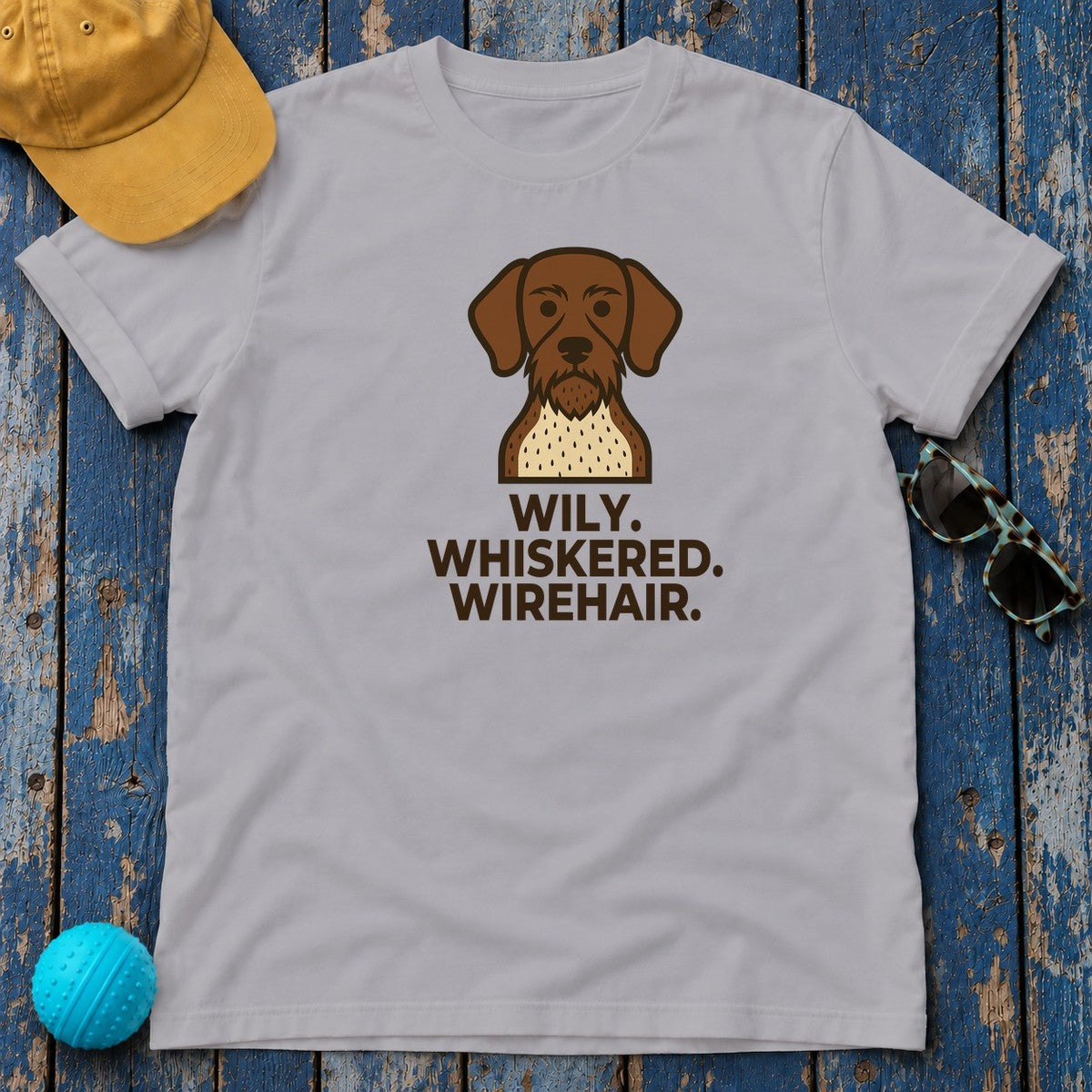 Wily. Whiskered. Wirehair. German Wirehaired Pointer T-Shirt in Athletic Heather