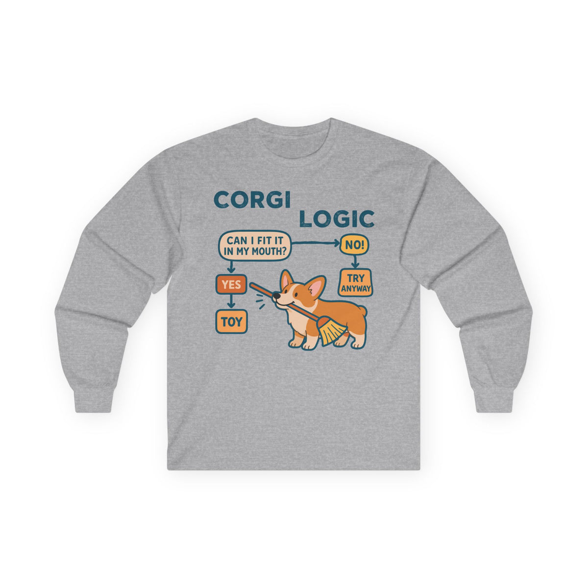 Corgi Logic Long Sleeve Tee in Sport Grey