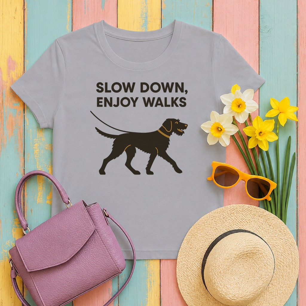 Wirehaired Vizsla Slow Down Enjoy Walks Tee in Athletic Heather