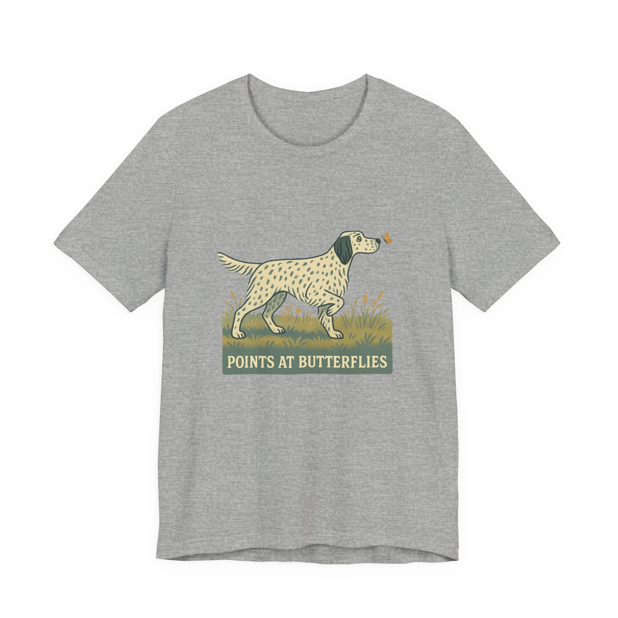 English Setter Points at Butterflies Tee